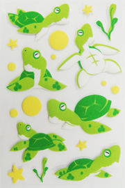 etiquetas engomadas dimensionales del libro de recuerdos del bebé 3D, pequeñas etiquetas engomadas animales de la tortuga verde
