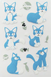 El animal doméstico cortó 3D las etiquetas engomadas con tintas animales, bolso pequeña Cat Puffy Stickers Offset Printing