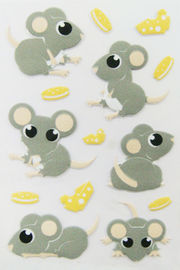 Etiquetas engomadas animales hinchadas divertidas coloreadas multi para la forma de lujo del ratón de la historieta de los muchachos