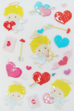 Etiquetas engomadas interesantes de Kawaii 3d de la tarjeta del día de San Valentín, etiquetas engomadas del corazón del amor para promocional