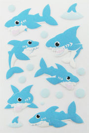 Azul animal hinchado del tiburón de la historieta de las etiquetas engomadas DIY 3D de la espuma no tóxica coloreado