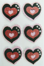 Etiquetas engomadas en forma de corazón de encargo del brillo rosado imprimibles para día de San Valentín