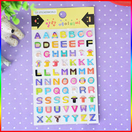 Diseño precioso de la burbuja de las etiquetas engomadas hinchadas del alfabeto de los niños tamaño de 90m m x de 175m m